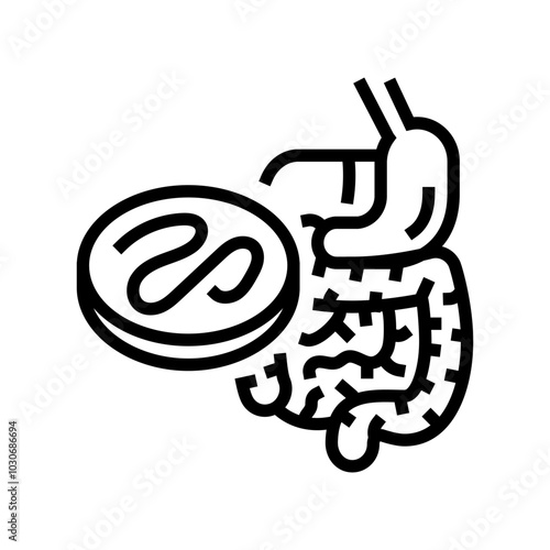 worm digestive system parasite line icon vector. worm digestive system parasite sign. isolated contour symbol black illustration