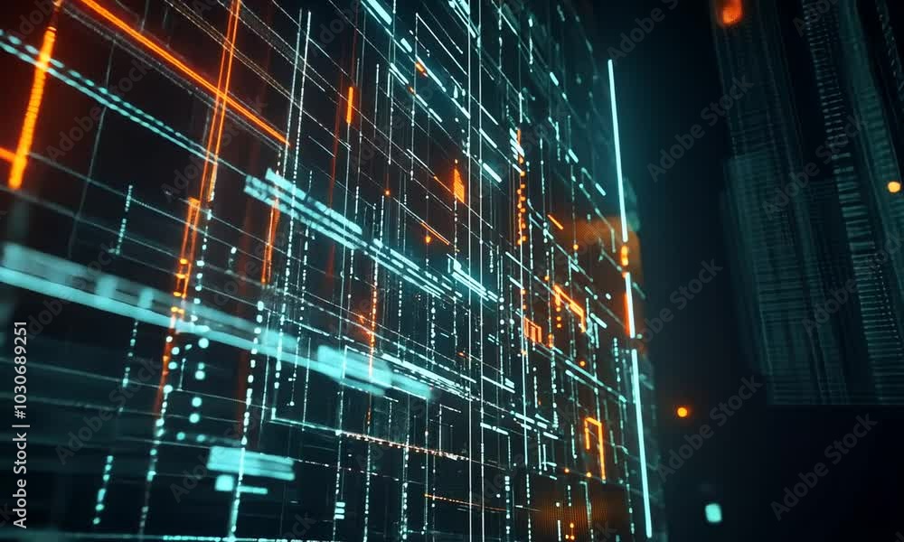 Abstract digital network with glowing lines and dots Abstract digital network with glowing lines and dots