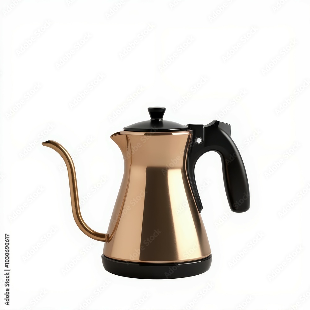 Elegant coffee pour-over kettle, white background Elegant coffee pour-over kettle, white background