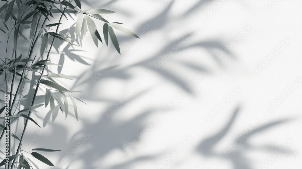 bamboo tree with shadows on a white wall, bamboo theme wallpaper bamboo tree with shadows on a white wall, bamboo theme wallpaper