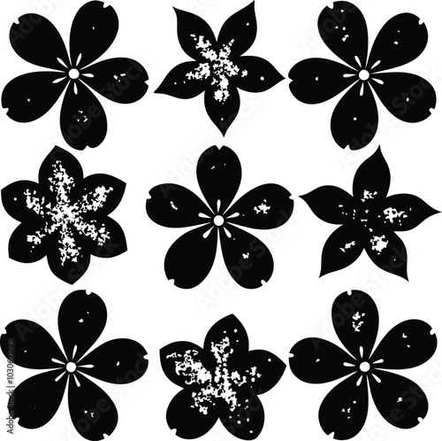 Bundle of png silhouette  sparkling dogwood element vector illustration.