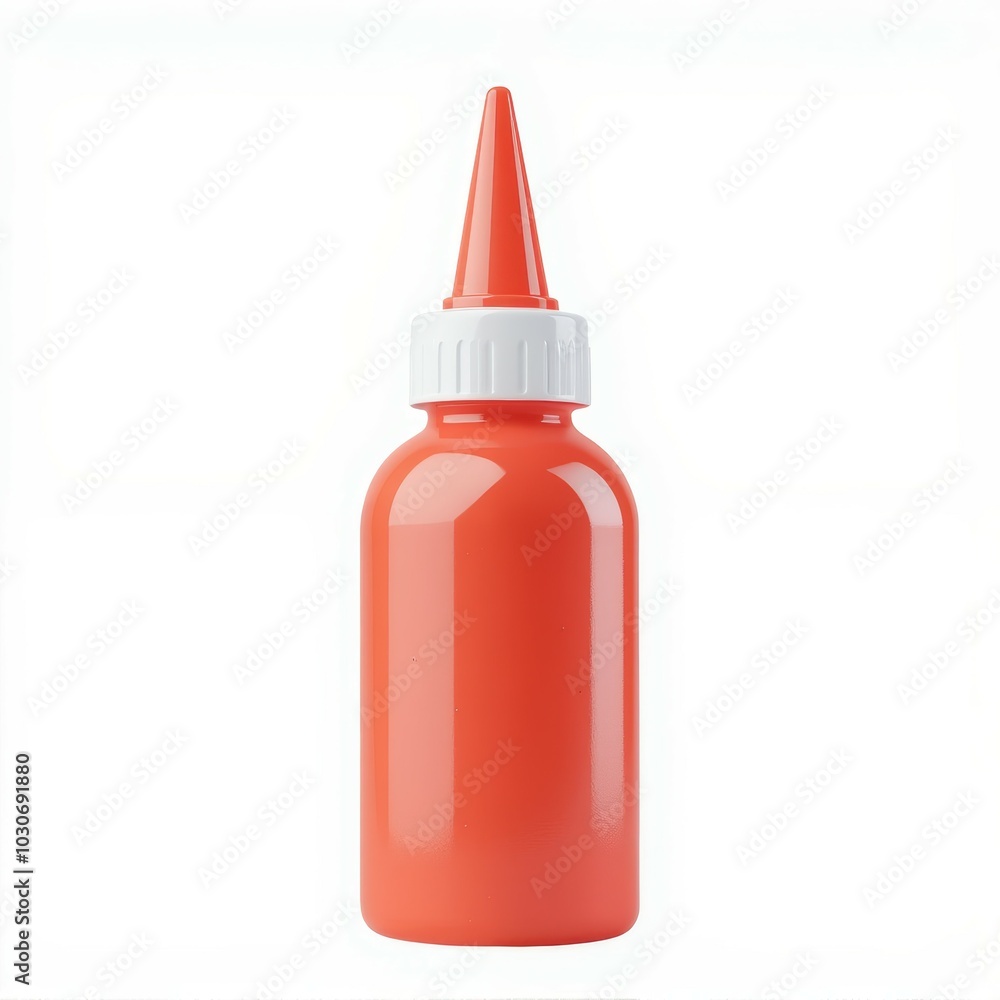 Orange condiment bottle, white isolate background Orange condiment bottle, white isolate background