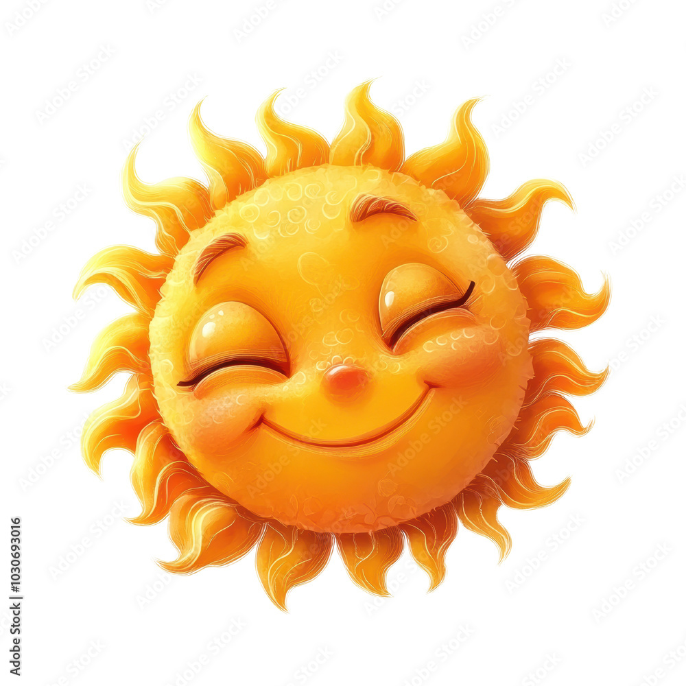 Cheerful cartoon sun with smiling face and bright yellow rays, radiating warmth and happiness. Perfect for childrens themes and sunny illustrations Cheerful cartoon sun with smiling face and bright yellow rays, radiating warmth and happiness. Perfect for childrens themes and sunny illustrations