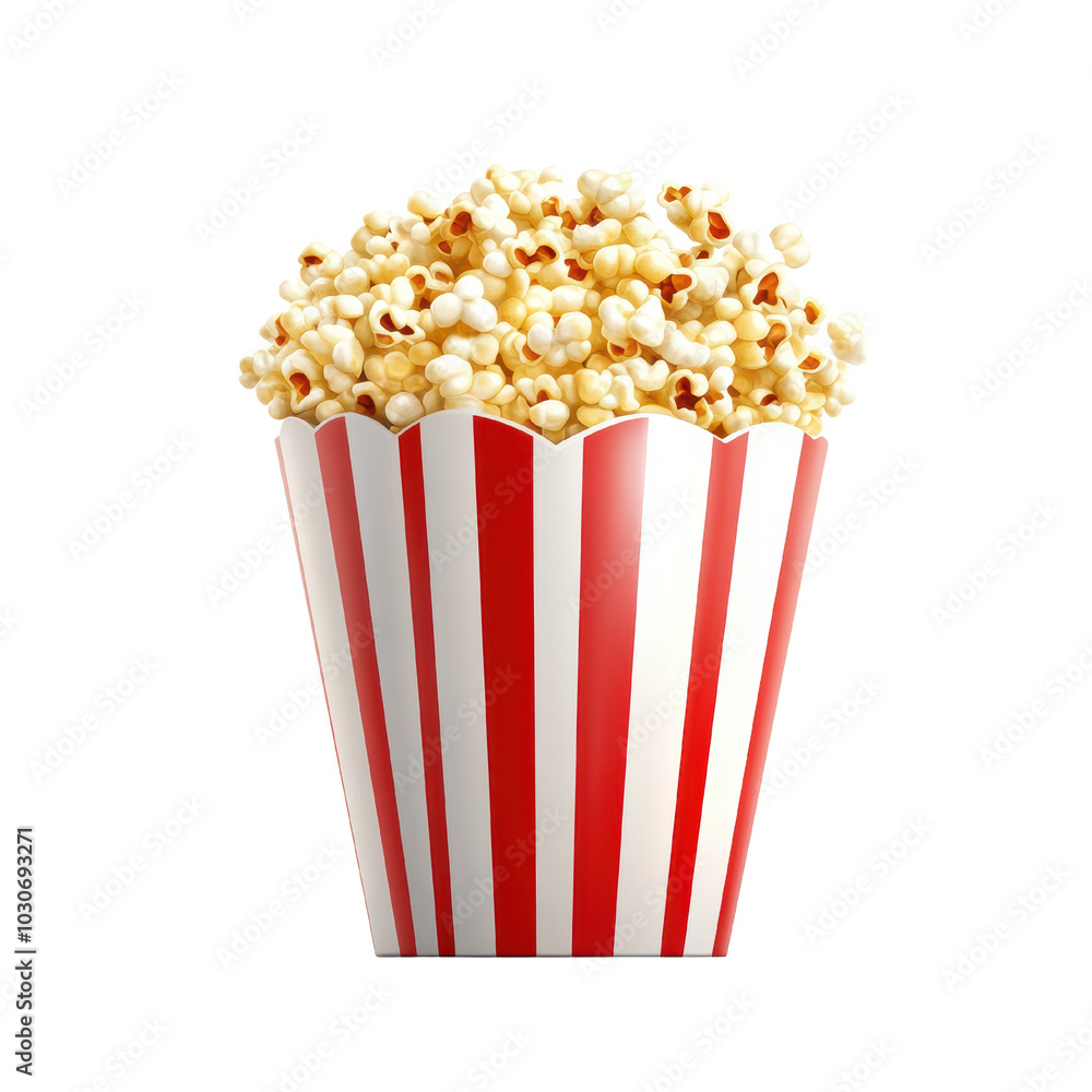 Delicious popcorn in classic red and white striped container, perfect for movie nights and snacking. Enjoy this timeless treat that brings joy and flavor to any occasion Delicious popcorn in classic red and white striped container, perfect for movie nights and snacking. Enjoy this timeless treat that brings joy and flavor to any occasion