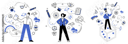 Operational efficiency vector illustration. Progress is tapestry woven by hands operational efficiency and continuous improvement Optimization is sculptor molding success from raw material operational