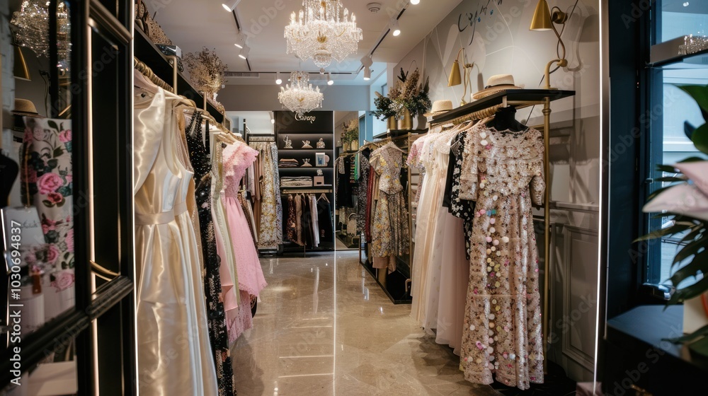 Elegant Dresses in a Boutique Elegant Dresses in a Boutique