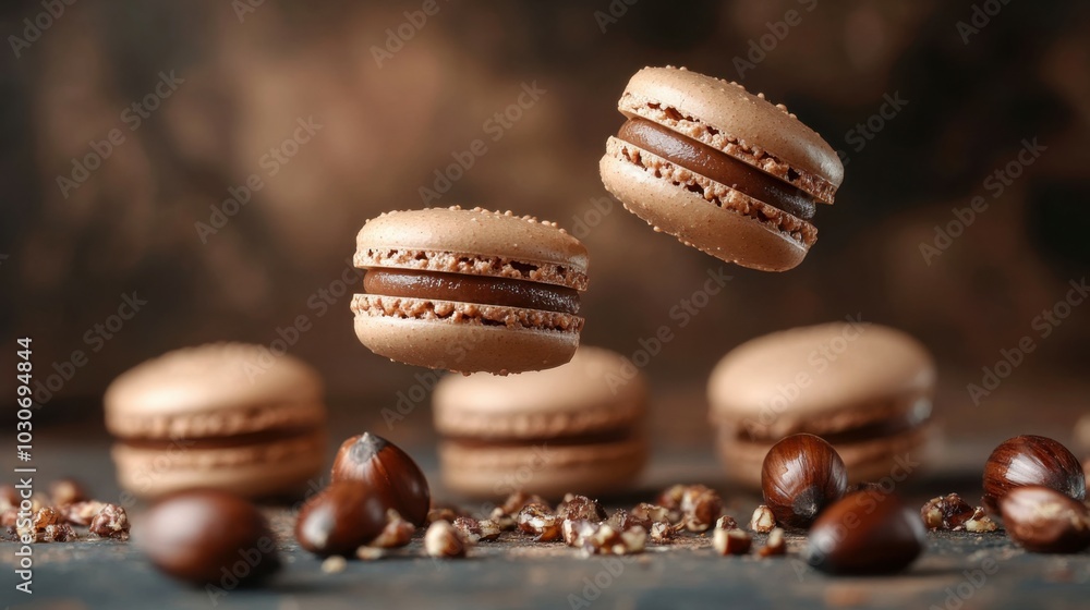 Floating Macarons Above Roasted Chestnuts Floating Macarons Above Roasted Chestnuts