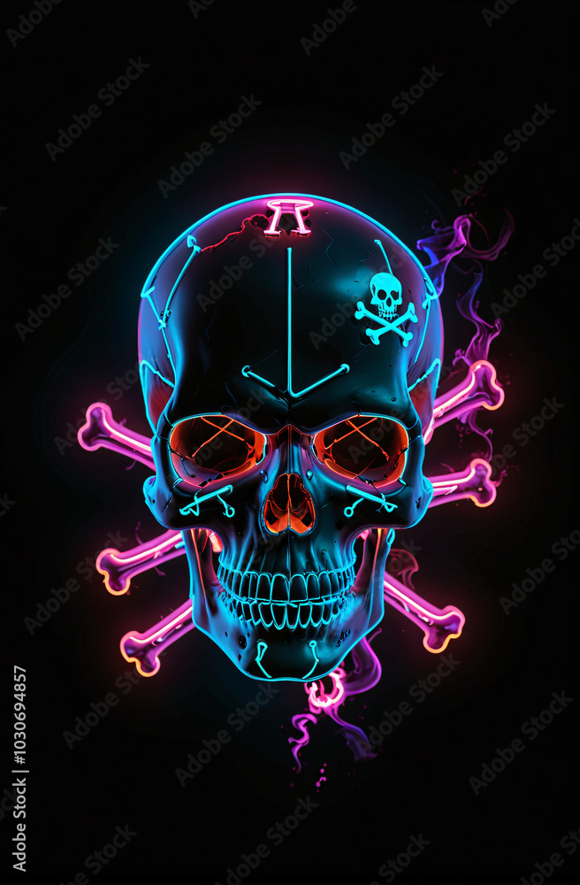 Neon Skull and Crossbones Neon Skull and Crossbones