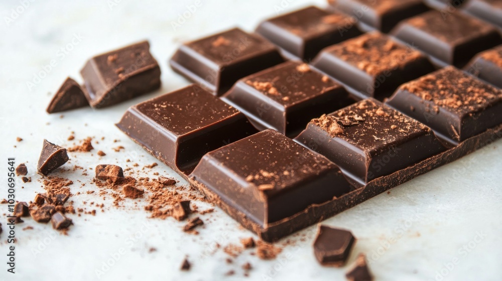 Dark Chocolate Bar with Squared Pieces and Crumbs Dark Chocolate Bar with Squared Pieces and Crumbs