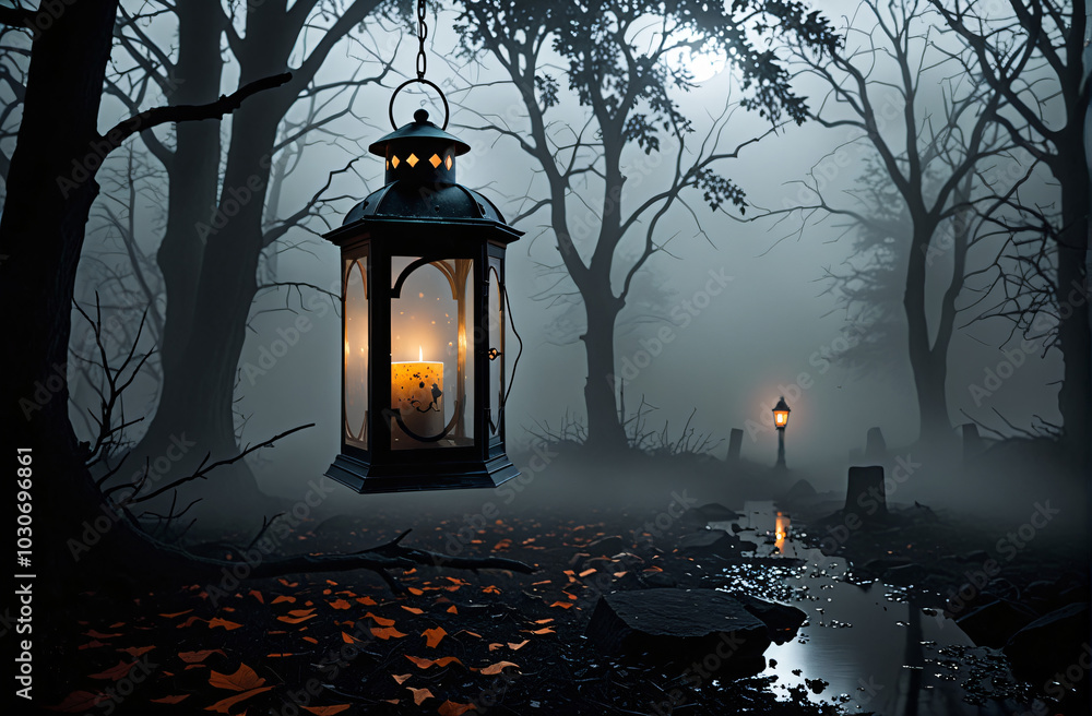 Eerie Floating Lantern in the Mist Eerie Floating Lantern in the Mist