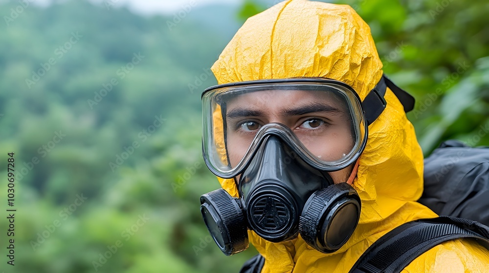 Protective Team Members Decontaminating a Work Area After Asbestos Removal in a Deteriorating Structure Protective Team Members Decontaminating a Work Area After Asbestos Removal in a Deteriorating Structure