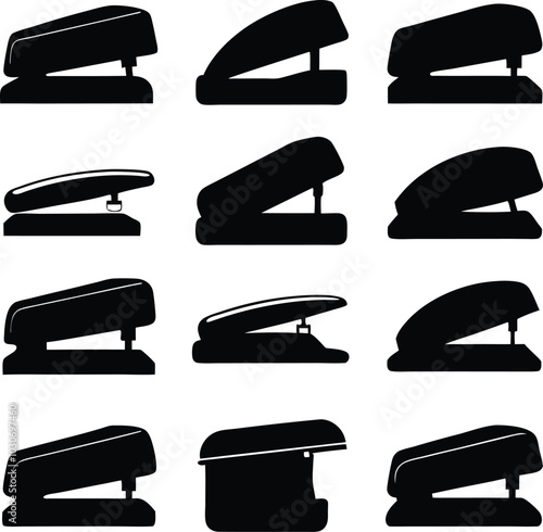 Bundle of png silhouette Staplers  element vector illustration.