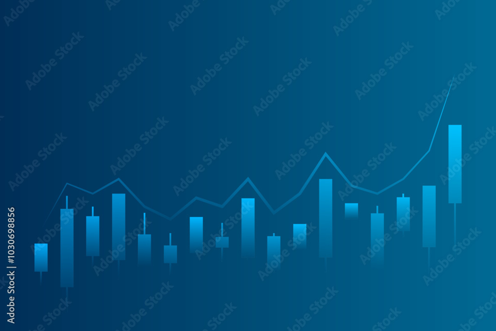Stock Market Trading On Blue Background. Wallpaper. Finance Banner. Growth Graph. Vector Illustration. Cover Stock Market Trading On Blue Background. Wallpaper. Finance Banner. Growth Graph. Vector Illustration. Cover