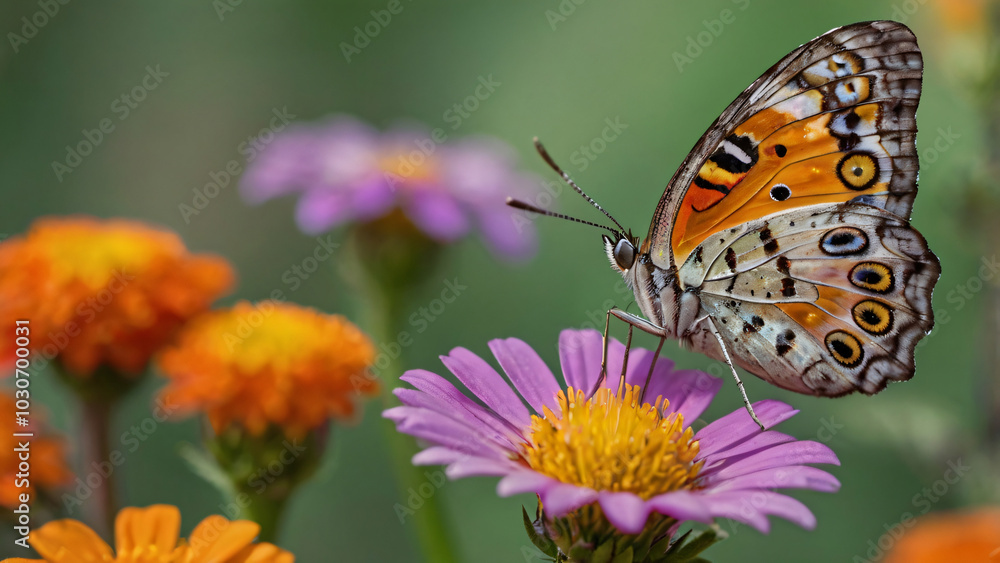 macro shot of a colorful butterfly resting on a vibrant flower macro shot of a colorful butterfly resting on a vibrant flower