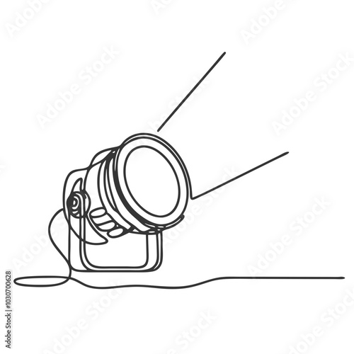 Minimalist line art of a spotlight shining forward