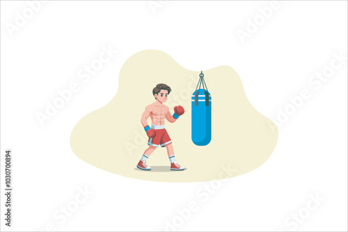 Boxing sport vector design illustration on isolated white background. Vector illustration.	