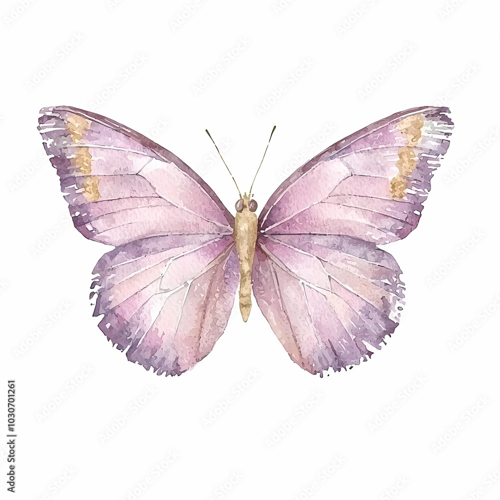Fototapeta premium Soft Watercolor Butterfly with Translucent Wings
