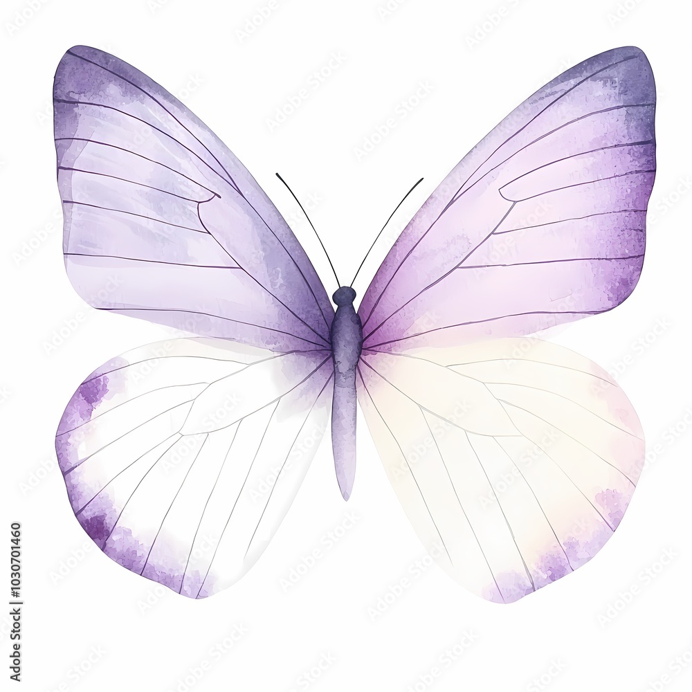 Soft Lavender Butterfly in Watercolor Style Soft Lavender Butterfly in Watercolor Style