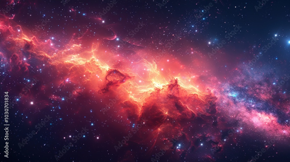Cosmic Nebula with Stars and Glowing Gas