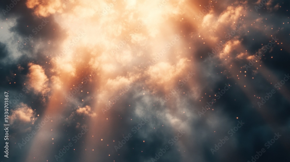 Golden Rays Through Clouds