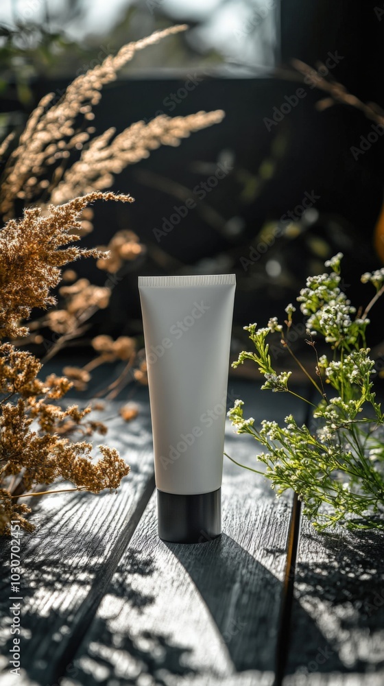 White Tube for Natural Beauty Products with Plants White Tube for Natural Beauty Products with Plants