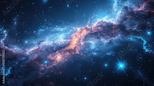 Cosmic Nebula with Starry Night Sky