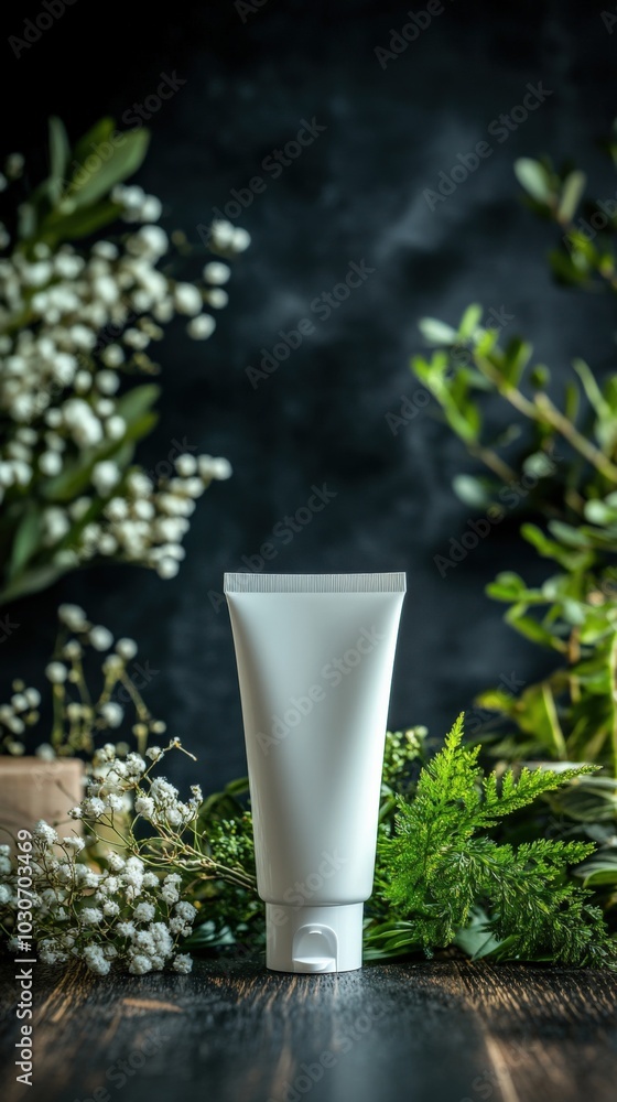 Clean Beauty Mockup: White Tube with Green Background Clean Beauty Mockup: White Tube with Green Background
