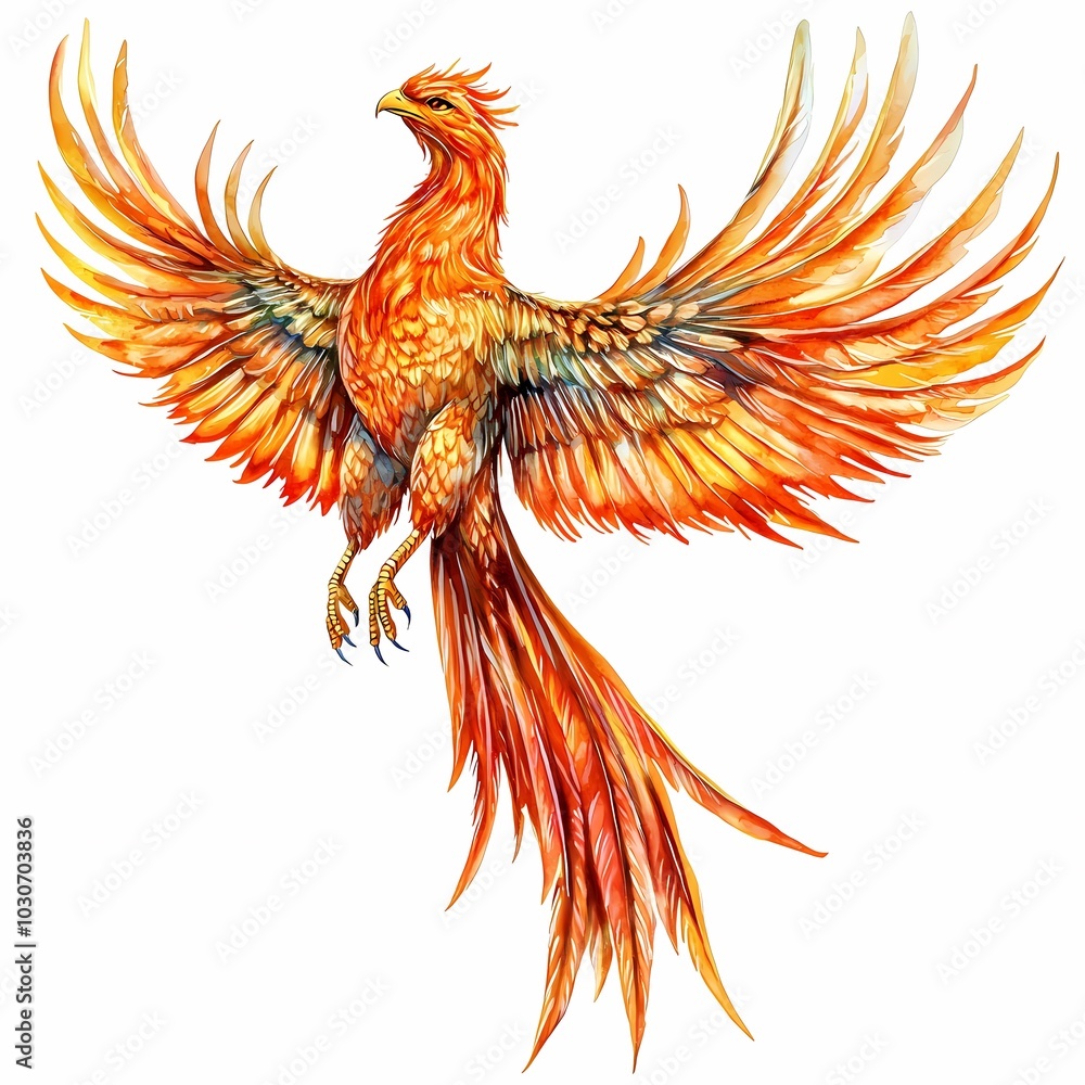 Fototapeta premium Majestic Phoenix Rising from Ashes in Vibrant Colors