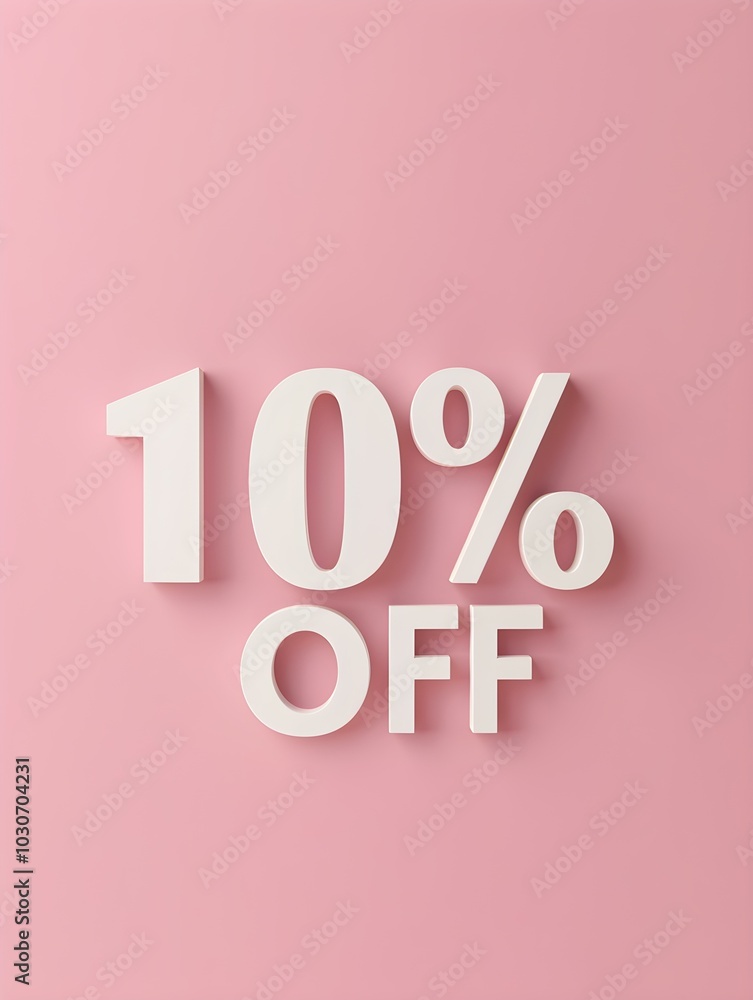 White '10% OFF' Promotional Sign on a Light Pink Background White '10% OFF' Promotional Sign on a Light Pink Background