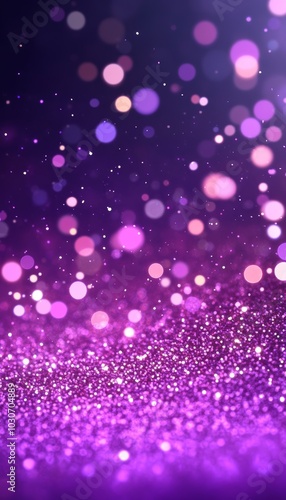 Sparkling Purple Glitter with Bokeh Effect Gradient Background, Holiday Wallpaper Texture