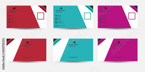 creative business card template layout designwith red green and pink color photo