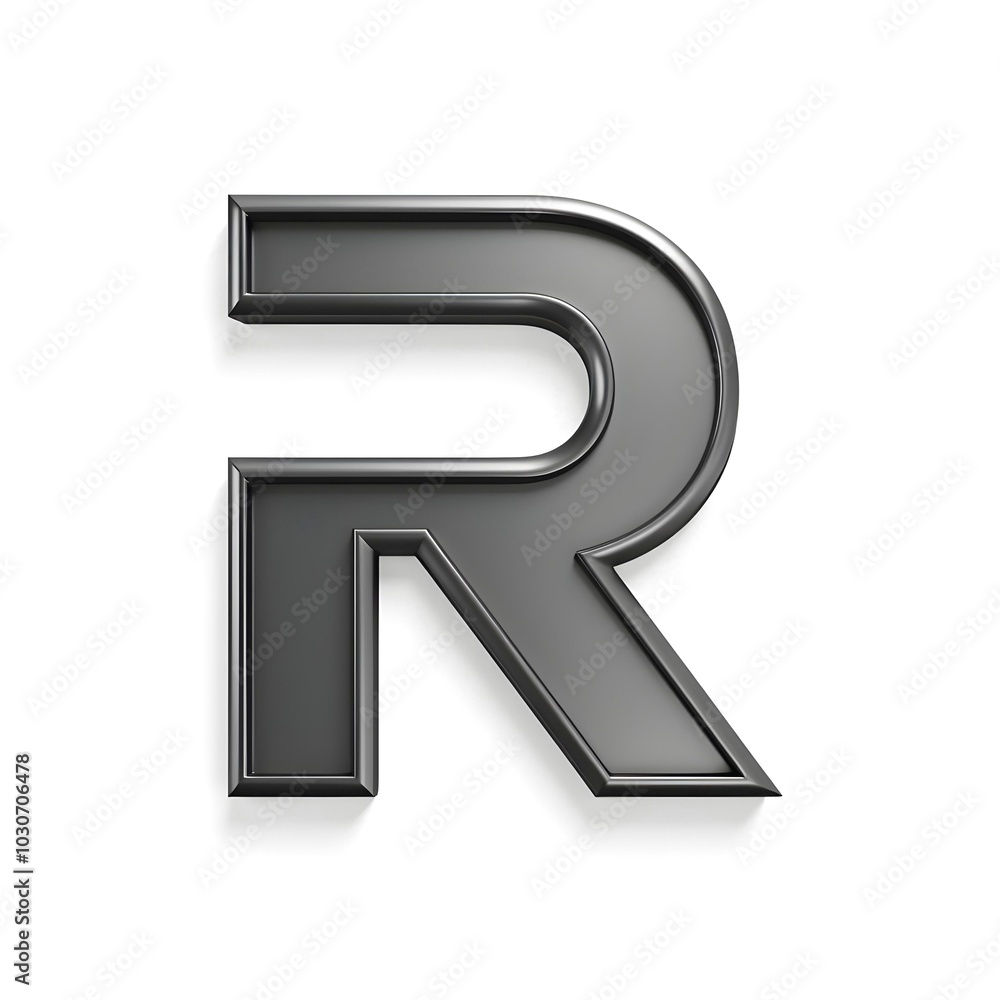 Metallic 3D Letter R Design on White Background
Metallic 3D Letter R Design on White Background