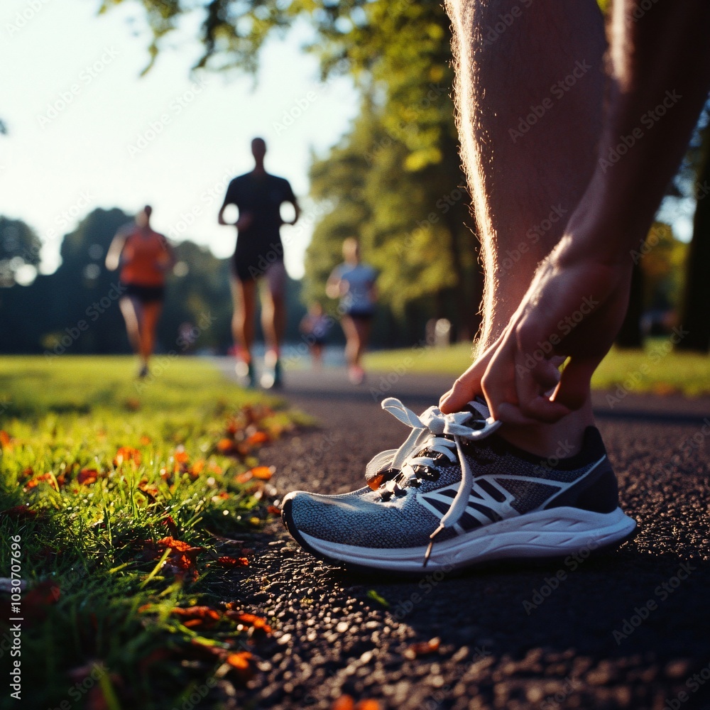 Running in the park embracing the outdoors and fitness Running in the park embracing the outdoors and fitness