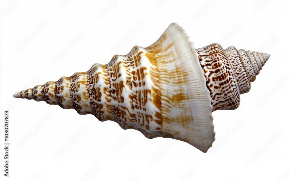 A beautifully shaped conch shell, with its smooth spirals and natural colors, isolated on white A beautifully shaped conch shell, with its smooth spirals and natural colors, isolated on white