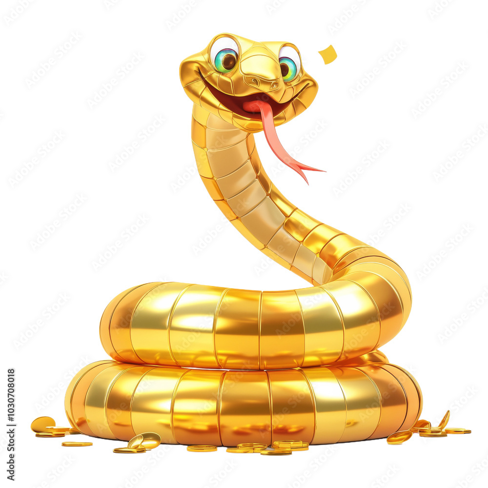 Fototapeta premium Golden Snake, the festive e-commerce element for the New Year