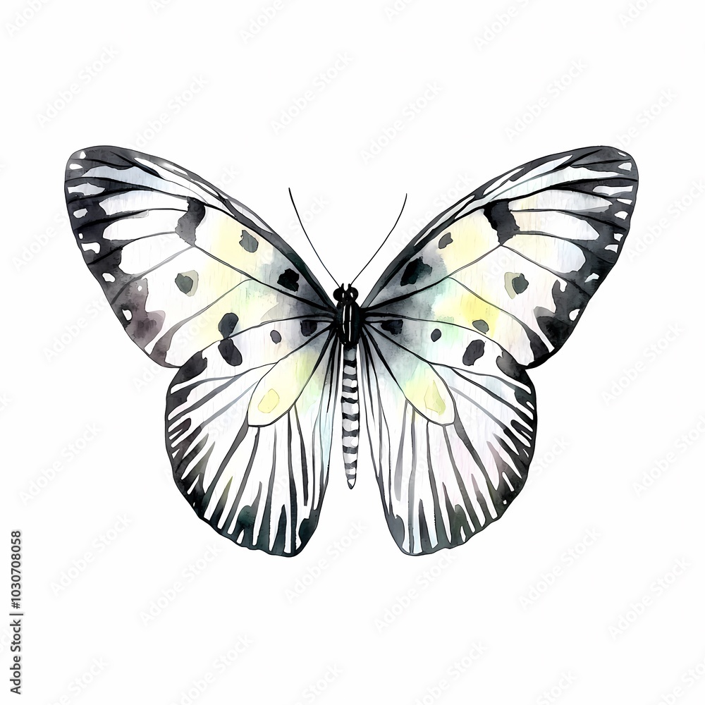 Elegant Black and White Zebra Butterfly Illustration Elegant Black and White Zebra Butterfly Illustration