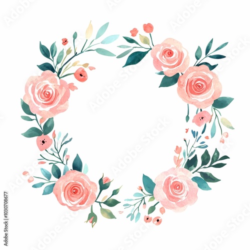 Soft Watercolor Floral Wreath Design in Delicate Colors