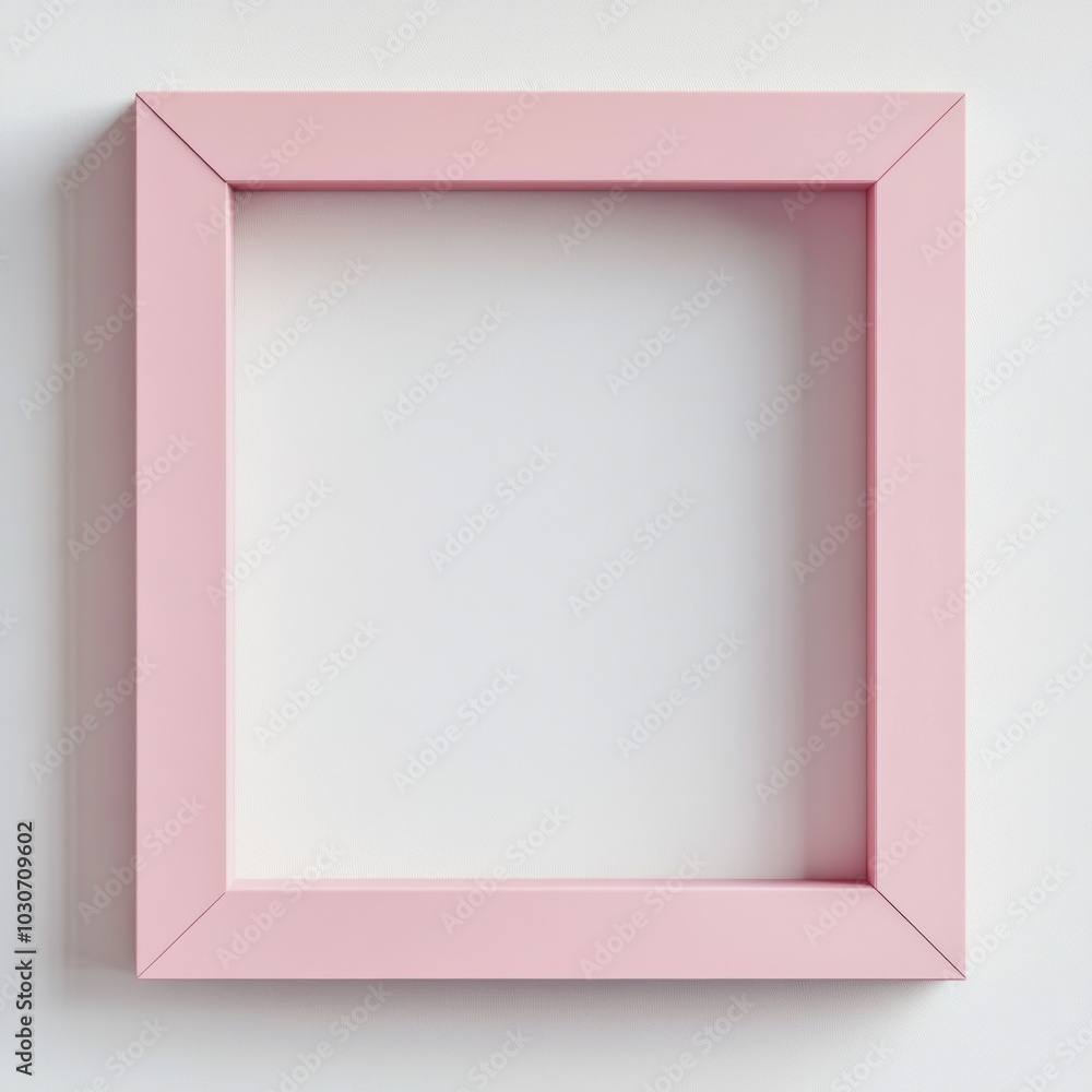 A minimal 3D pastel pink picture frame isolated against a soft white background, perfect for showcasing art or photos with a stylish border A minimal 3D pastel pink picture frame isolated against a soft white background, perfect for showcasing art or photos with a stylish border