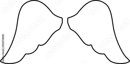 cute angel wings outline vector