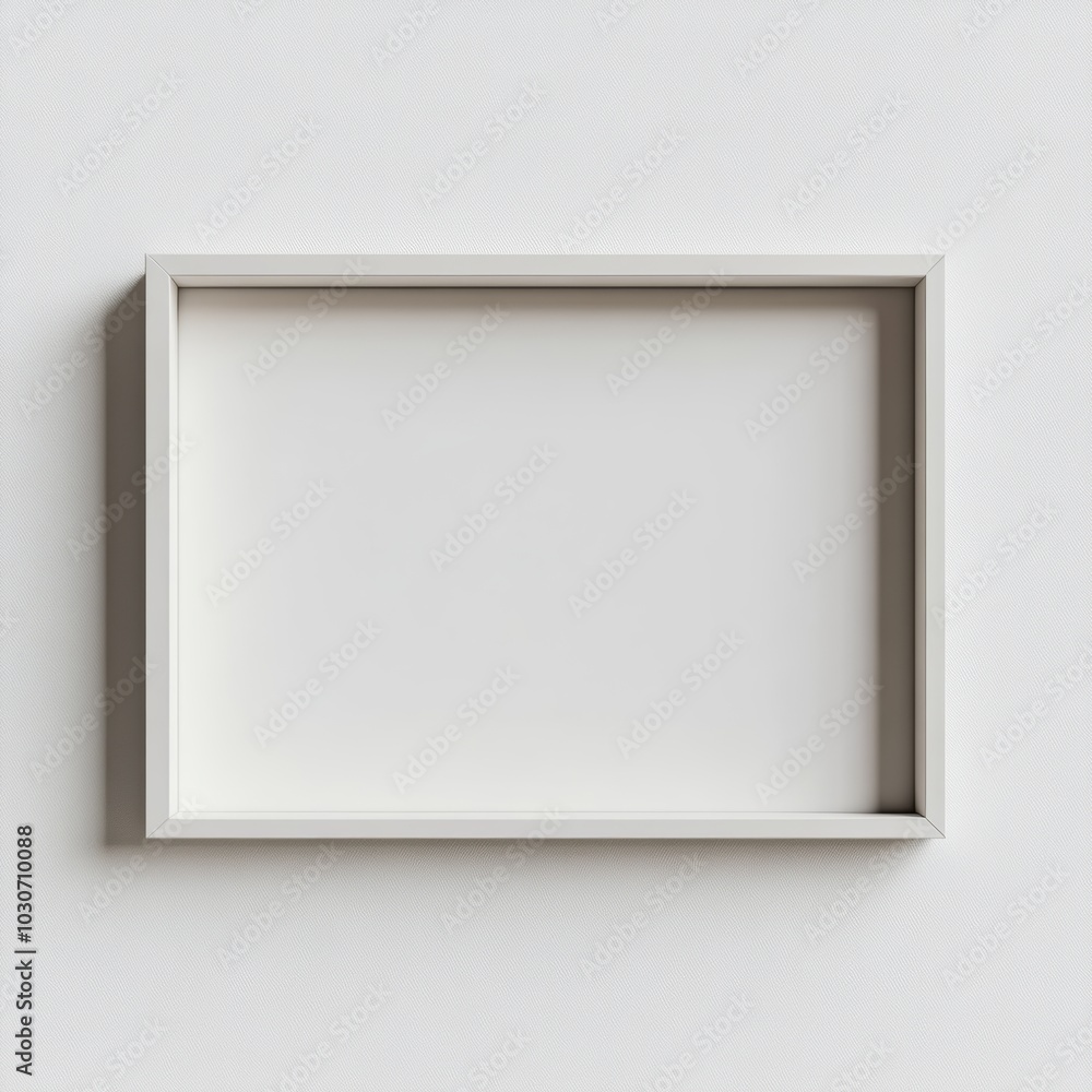 A minimal 3D rectangular frame with a smooth surface, isolated on a soft white background, perfect for contemporary artwork A minimal 3D rectangular frame with a smooth surface, isolated on a soft white background, perfect for contemporary artwork