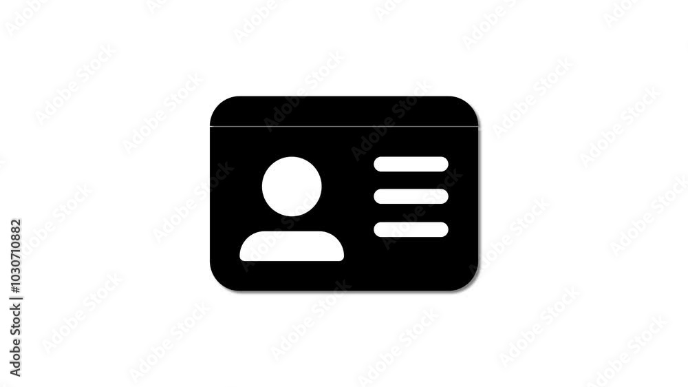 Identity card icon on white background. ID card flat design animation. Identity card icon on white background. ID card flat design animation.