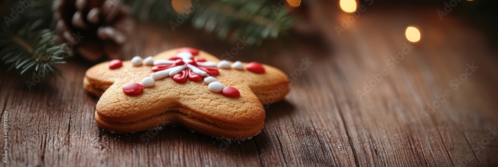 holiday baking inspiration, banner with festive christmas cookie decoration and space for text free customization available holiday baking inspiration, banner with festive christmas cookie decoration and space for text free customization available