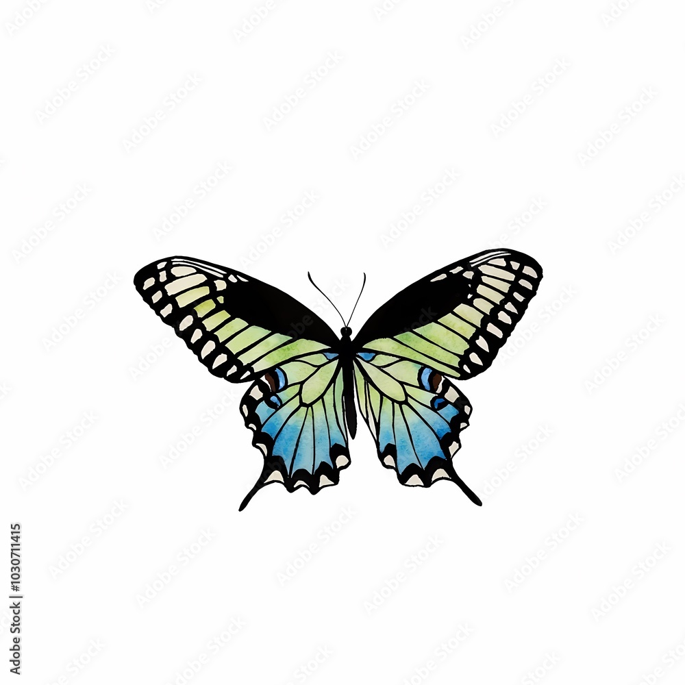 Beautiful Black and Blue Butterfly Illustration Beautiful Black and Blue Butterfly Illustration