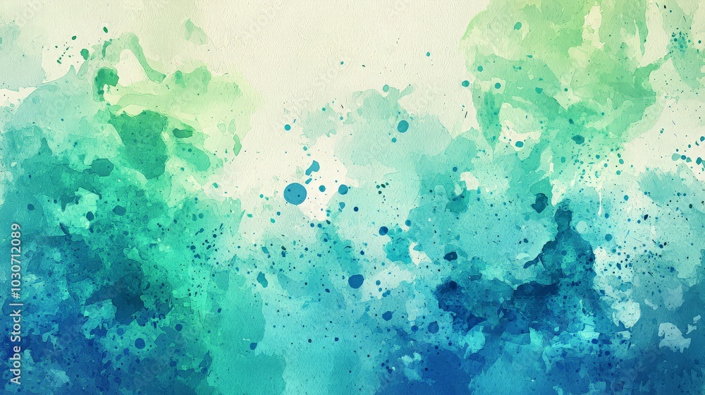 Fototapeta premium Abstract watercolor background with green and blue colors.