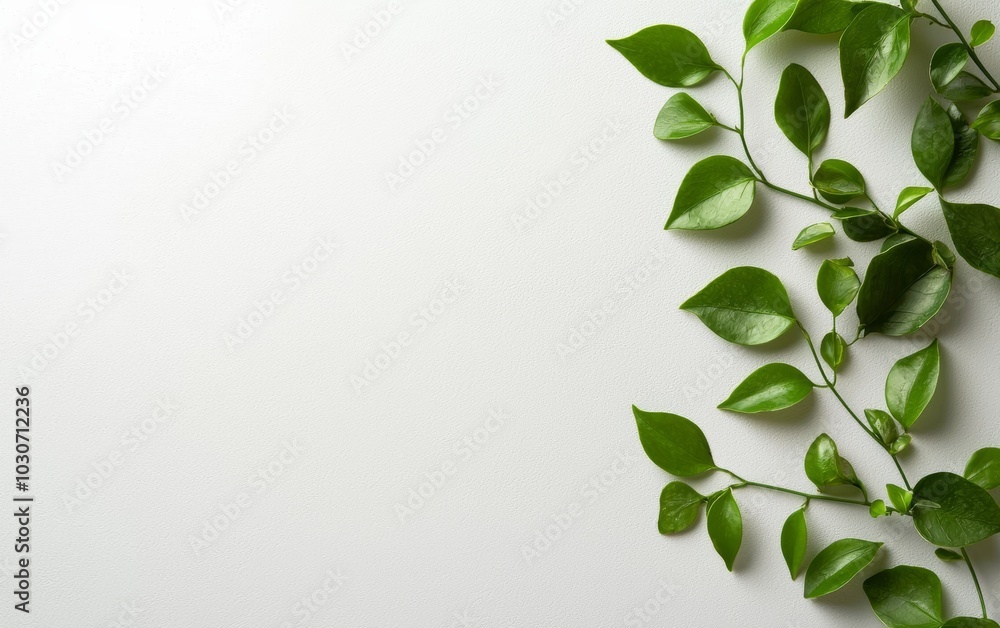 A delicate vine with tendrils curling softly, isolated on a pristine white background A delicate vine with tendrils curling softly, isolated on a pristine white background