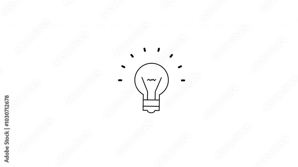 Light bulb with radiating lines symbolizing idea suitable for presentations, creative concepts, innovation, brainstorming, problemsolving strategies, and business projects. 4k alpha channel Light bulb with radiating lines symbolizing idea suitable for presentations, creative concepts, innovation, brainstorming, problemsolving strategies, and business projects. 4k alpha channel