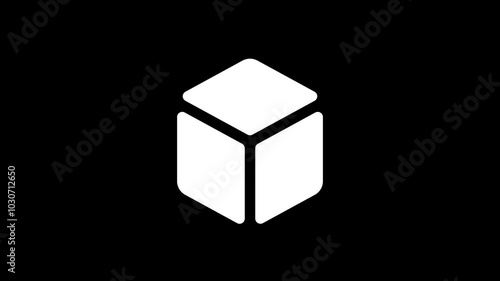Box, cube or foursquare icon flat design animation.