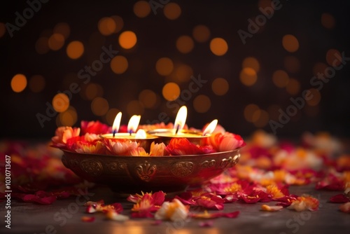 Diwali petal spirituality illuminated. photo