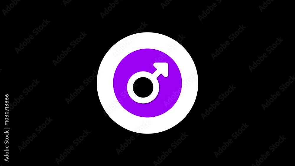 Male sign in flat design animation. Male symbol or icon. Male sign in flat design animation. Male symbol or icon.
