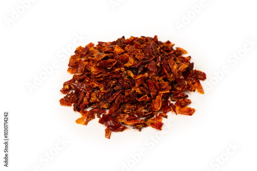 Dried tomatoes isolated on a white background.